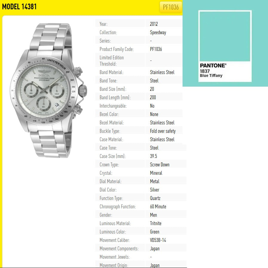 Parts For Invicta Speedway  Men 49800