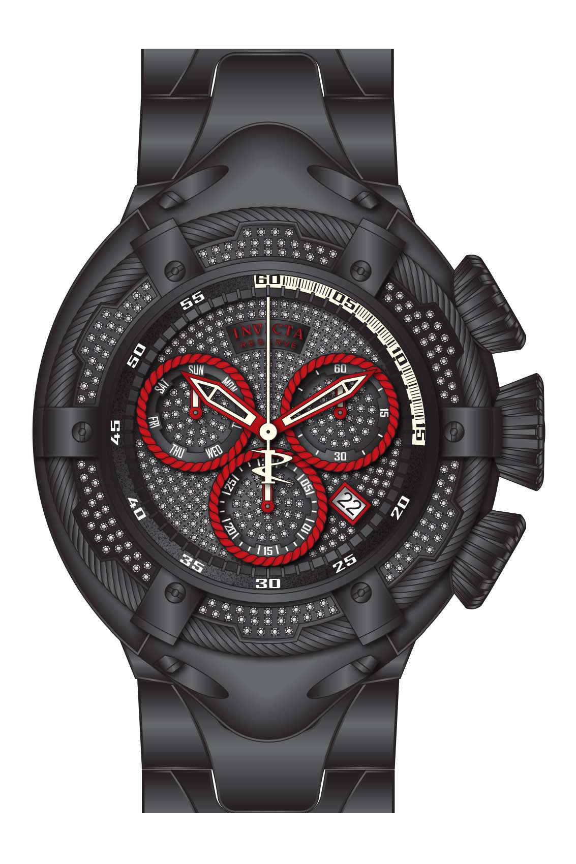 Band for Invicta Reserve Bolt Men Black Label 34167