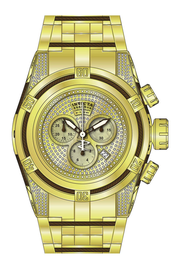 Band for Invicta Reserve Bolt Zeus Men Gold Label 38208 - Invicta