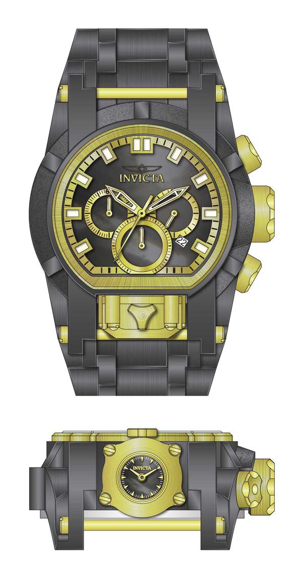 天*界様 【美品】INVICTA BOLT ZEUS クロノグラフ ゴールド 箱 Band for Invicta Bolt Bolt Zeus Magnum Men 39546 - Invicta Watch Bands