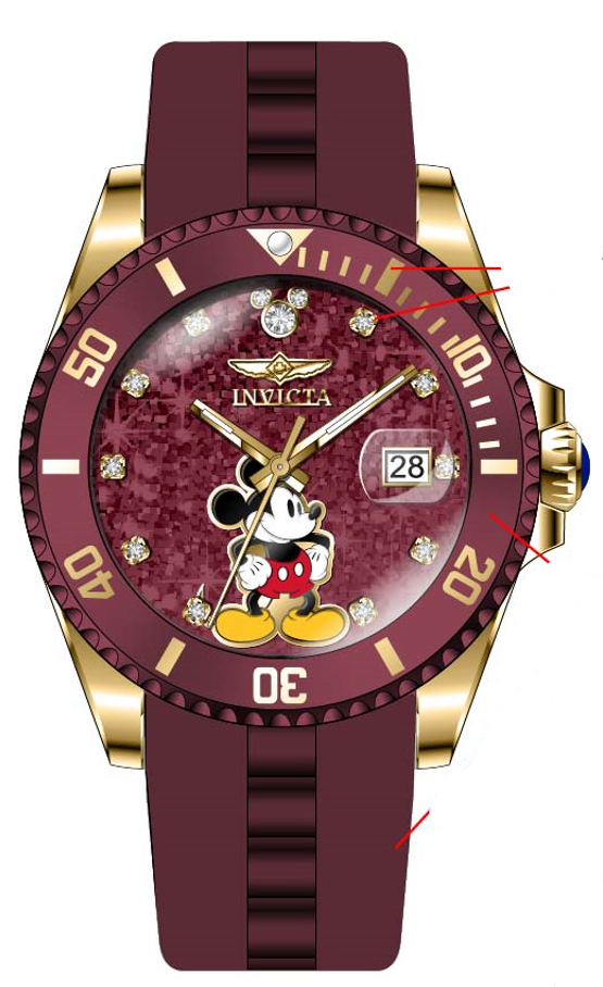 Band for Invicta Disney Limited Edition Mickey Mouse Lady 41311