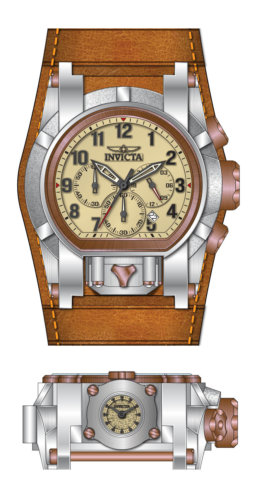 Band for Invicta Bolt Bolt Zeus Magnum Men 34582