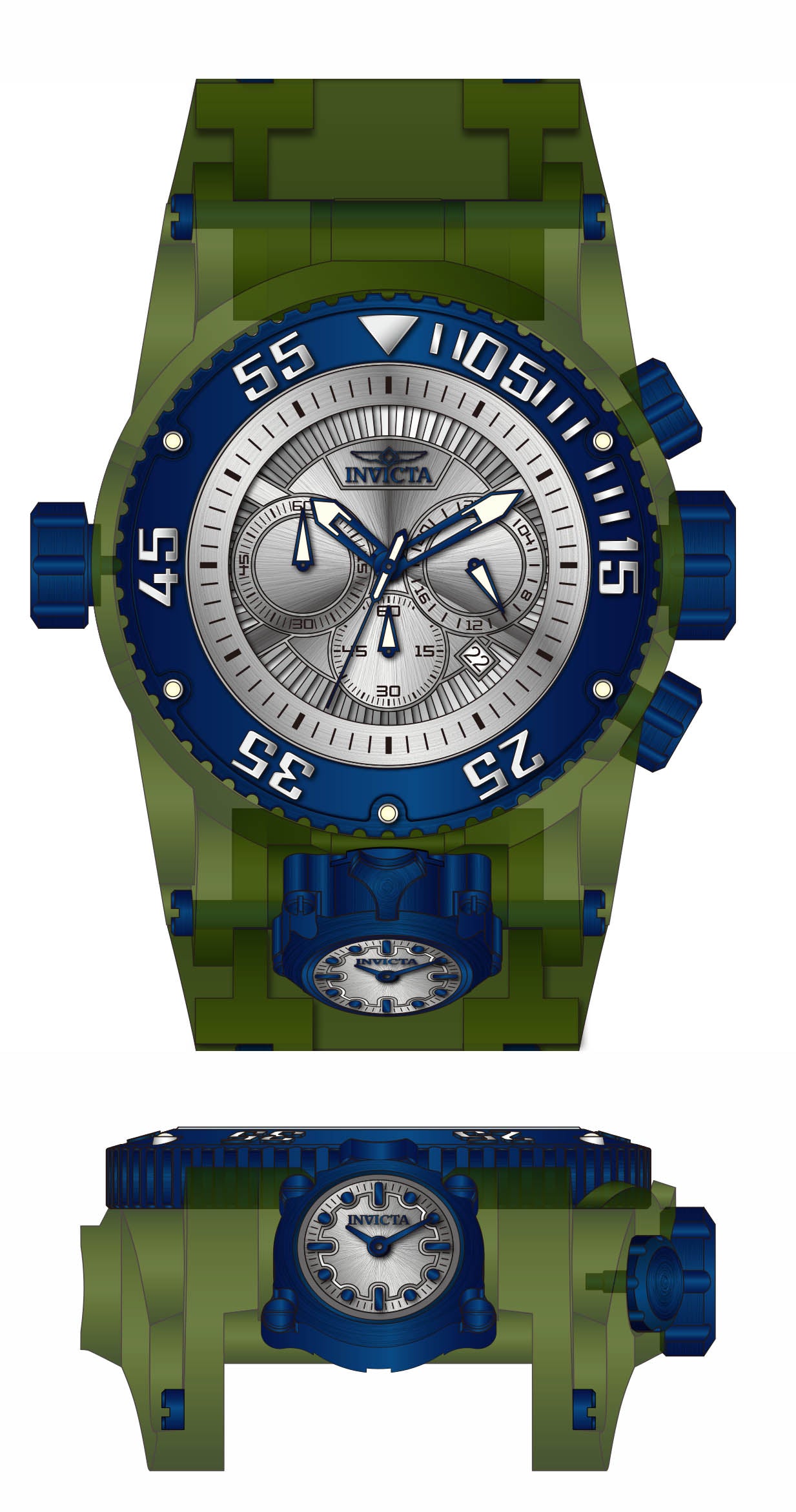 Band for Invicta Bolt Bolt Zeus Magnum Men 43115