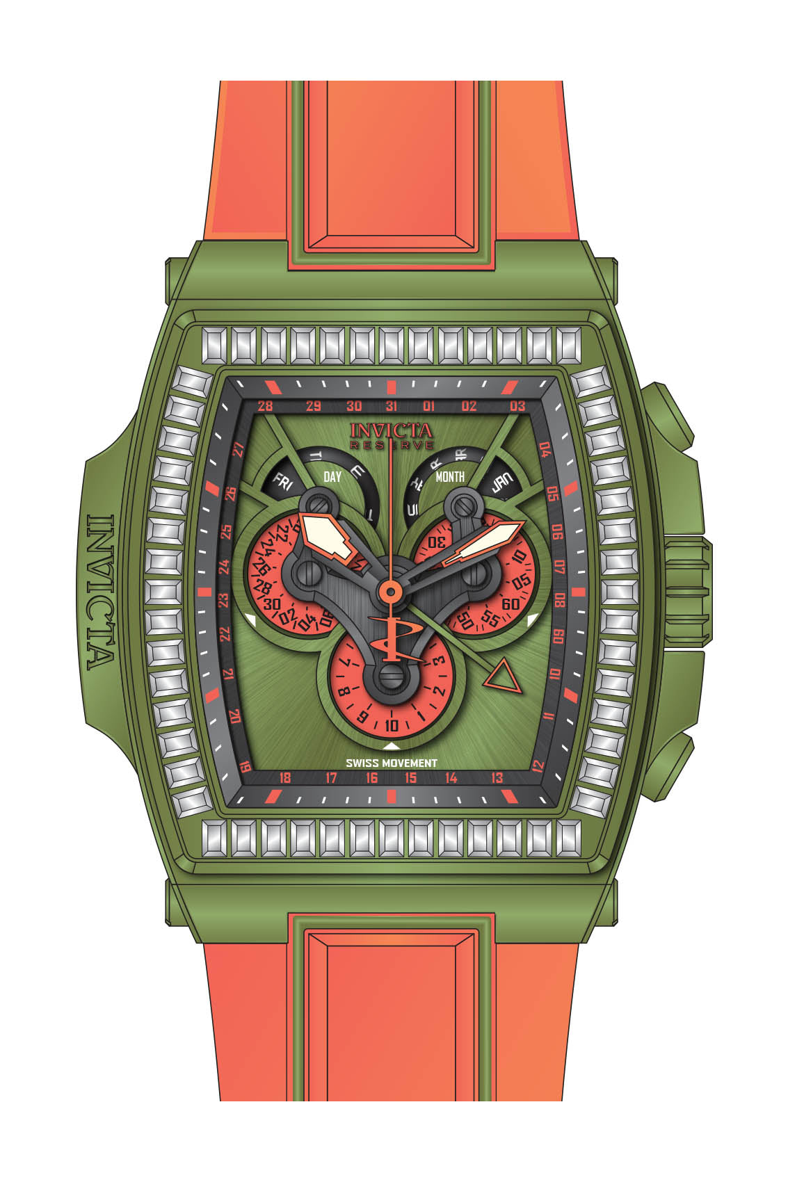 Band for Invicta S1 Rally Diablo Men None 43379