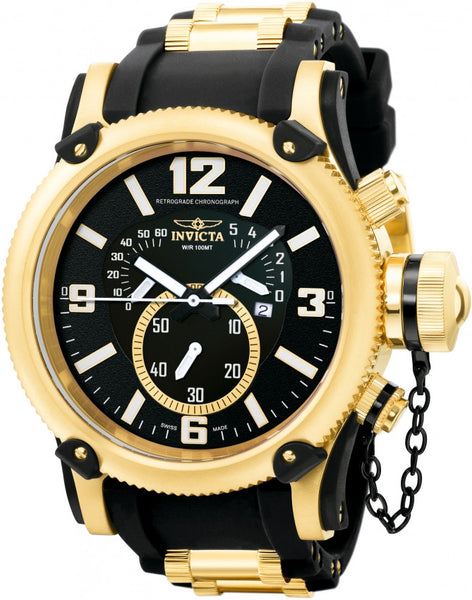 69 メンテ済! ピスト ノーブランド 黒×金 Band for Invicta Russian Diver 5670 - Invicta Watch Bands